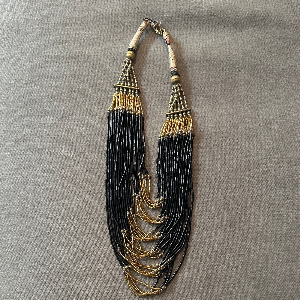 Elegant Black and Gold Beaded Necklace